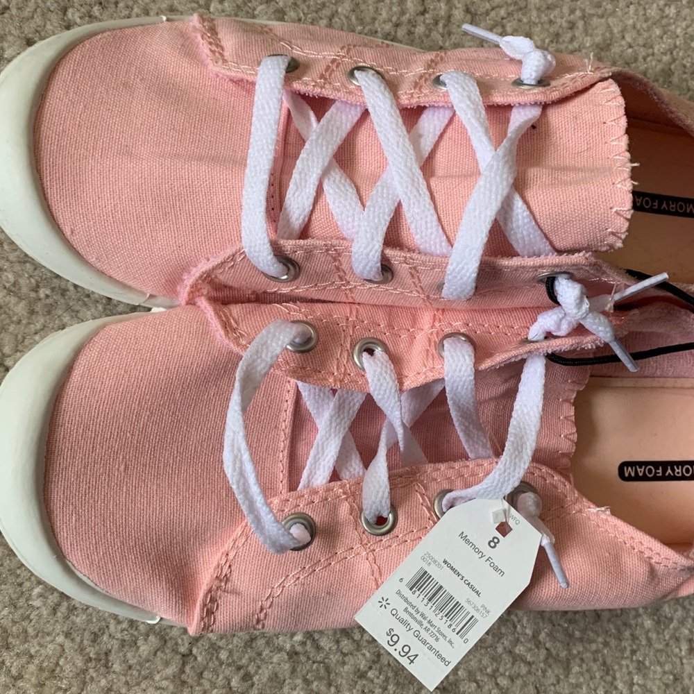NWT Pastel pink / rose gold fabric sneakers
